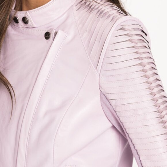Lamarque NWT Azra Leather Jacket in Lavender - Picture 2 of 6